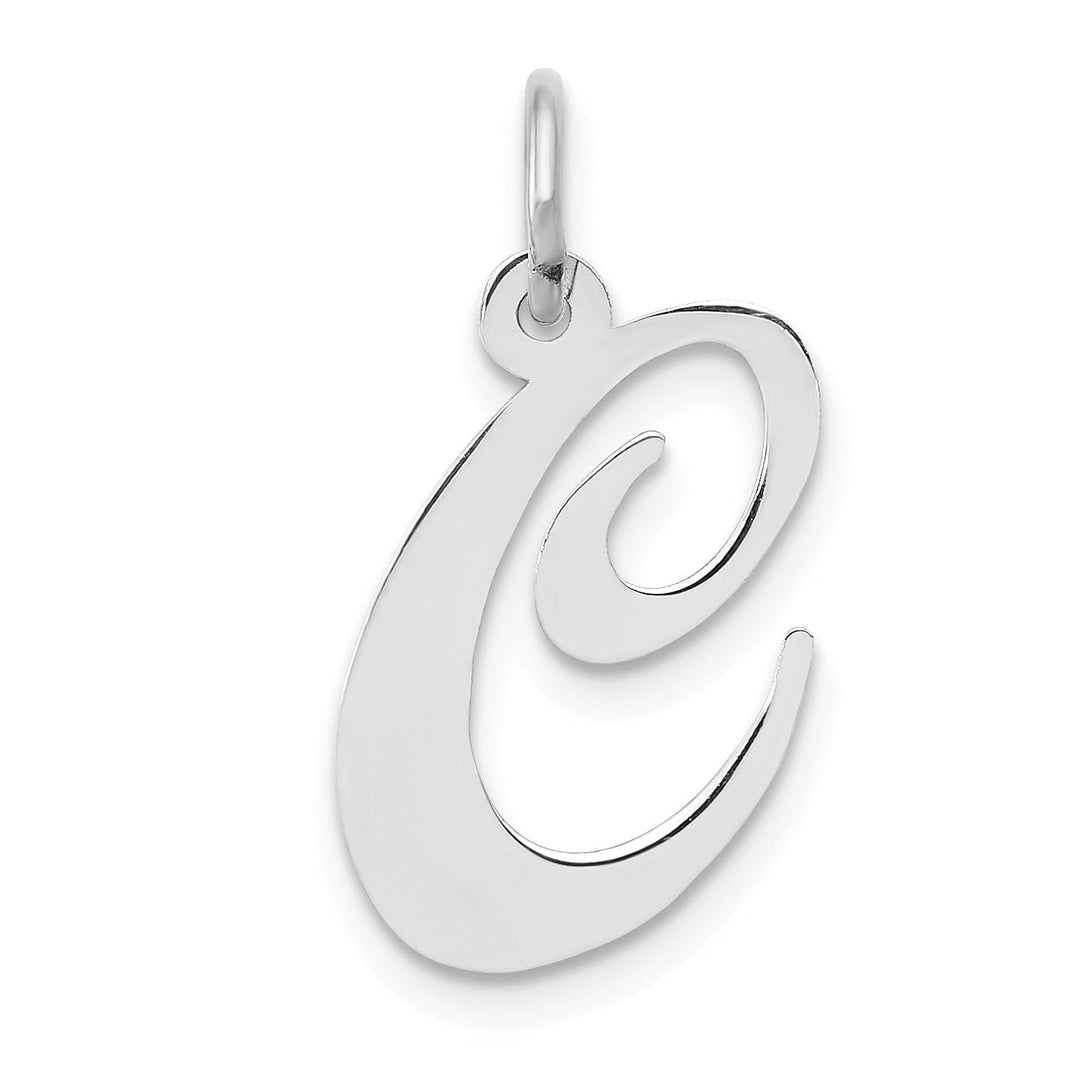 Lovely Rita's Pendants & Charms 14K White Gold Medium Size Fancy Script Design Letter C Initial Pendant