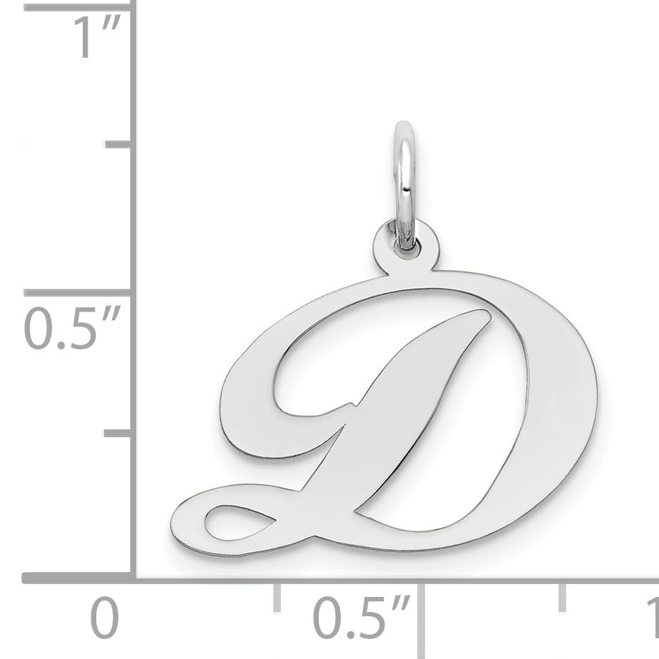 Lovely Rita's Pendants & Charms 14K White Gold Medium Size Fancy Script Design Letter D Initial Pendant