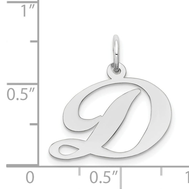 Lovely Rita's Pendants & Charms 14K White Gold Medium Size Fancy Script Design Letter D Initial Pendant