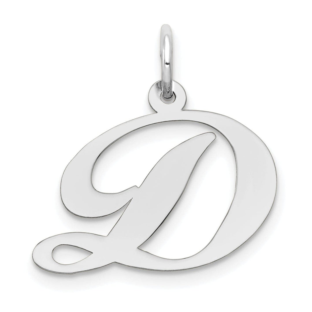 Lovely Rita's Pendants & Charms 14K White Gold Medium Size Fancy Script Design Letter D Initial Pendant