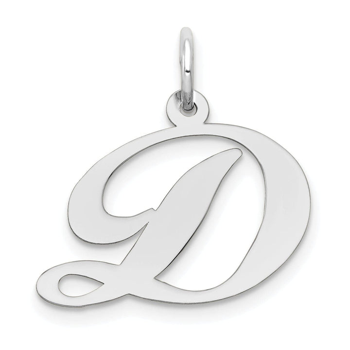 Lovely Rita's Pendants & Charms 14K White Gold Medium Size Fancy Script Design Letter D Initial Pendant