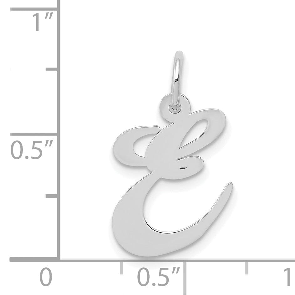 Lovely Rita's Pendants & Charms 14K White Gold Medium Size Fancy Script Design Letter E Initial Pendant