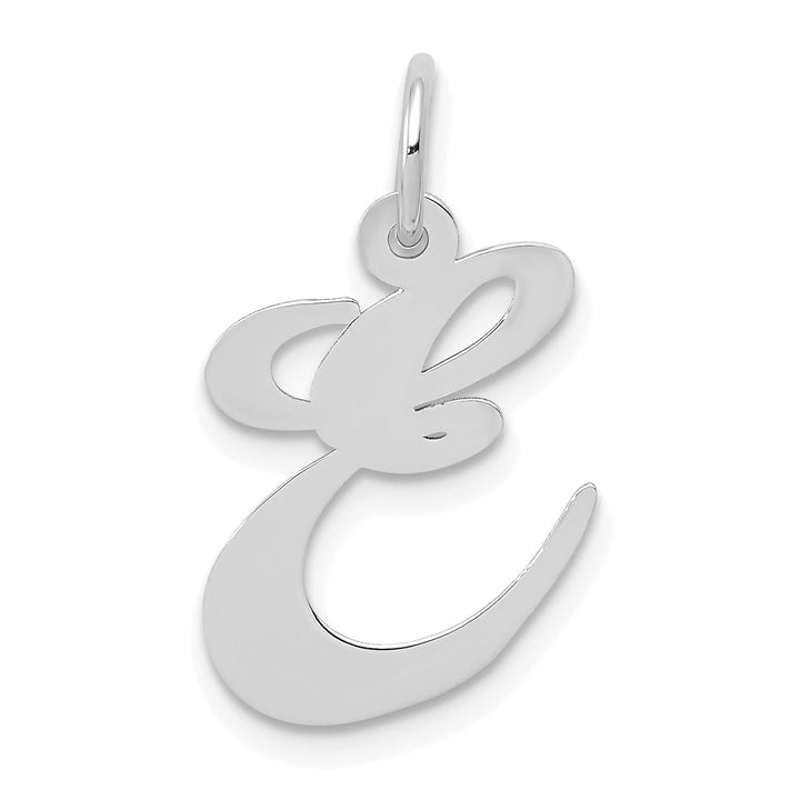 Lovely Rita's Pendants & Charms 14K White Gold Medium Size Fancy Script Design Letter E Initial Pendant