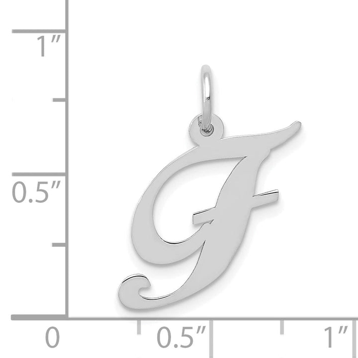 Lovely Rita's Pendants & Charms 14K White Gold Medium Size Fancy Script Design Letter F Initial Pendant