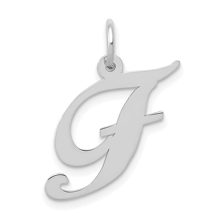 Lovely Rita's Pendants & Charms 14K White Gold Medium Size Fancy Script Design Letter F Initial Pendant