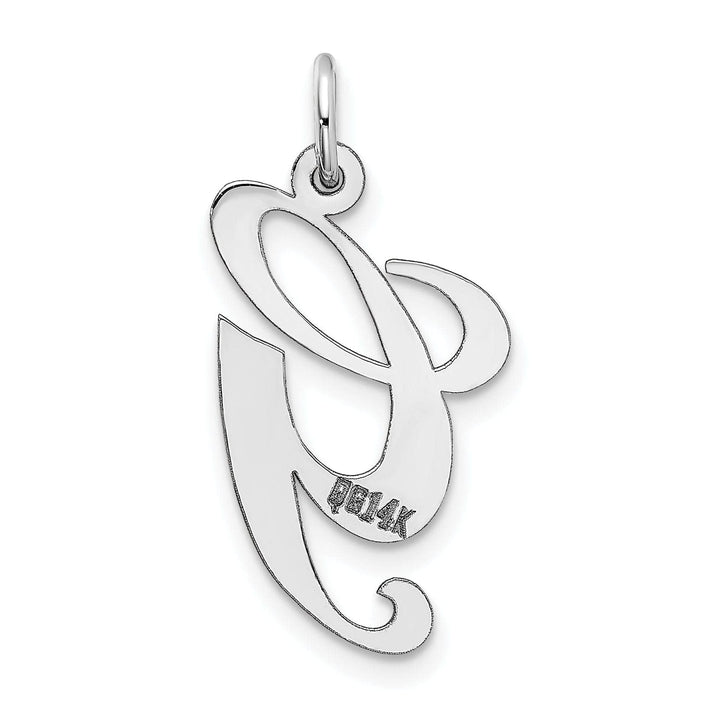 Lovely Rita's Pendants & Charms 14K White Gold Medium Size Fancy Script Design Letter G Initial Pendant