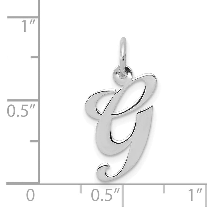 Lovely Rita's Pendants & Charms 14K White Gold Medium Size Fancy Script Design Letter G Initial Pendant