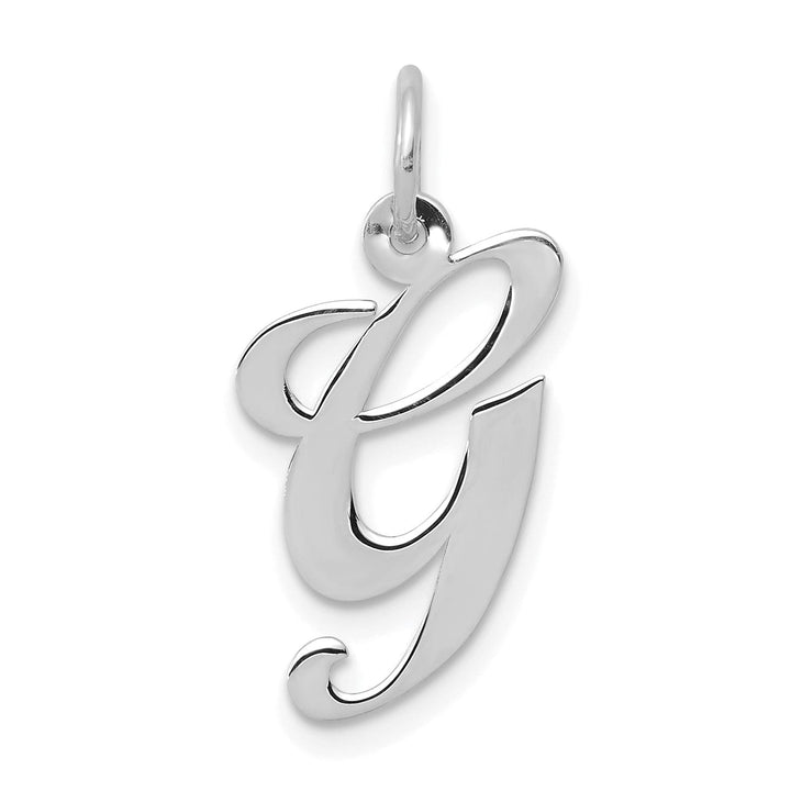 Lovely Rita's Pendants & Charms 14K White Gold Medium Size Fancy Script Design Letter G Initial Pendant