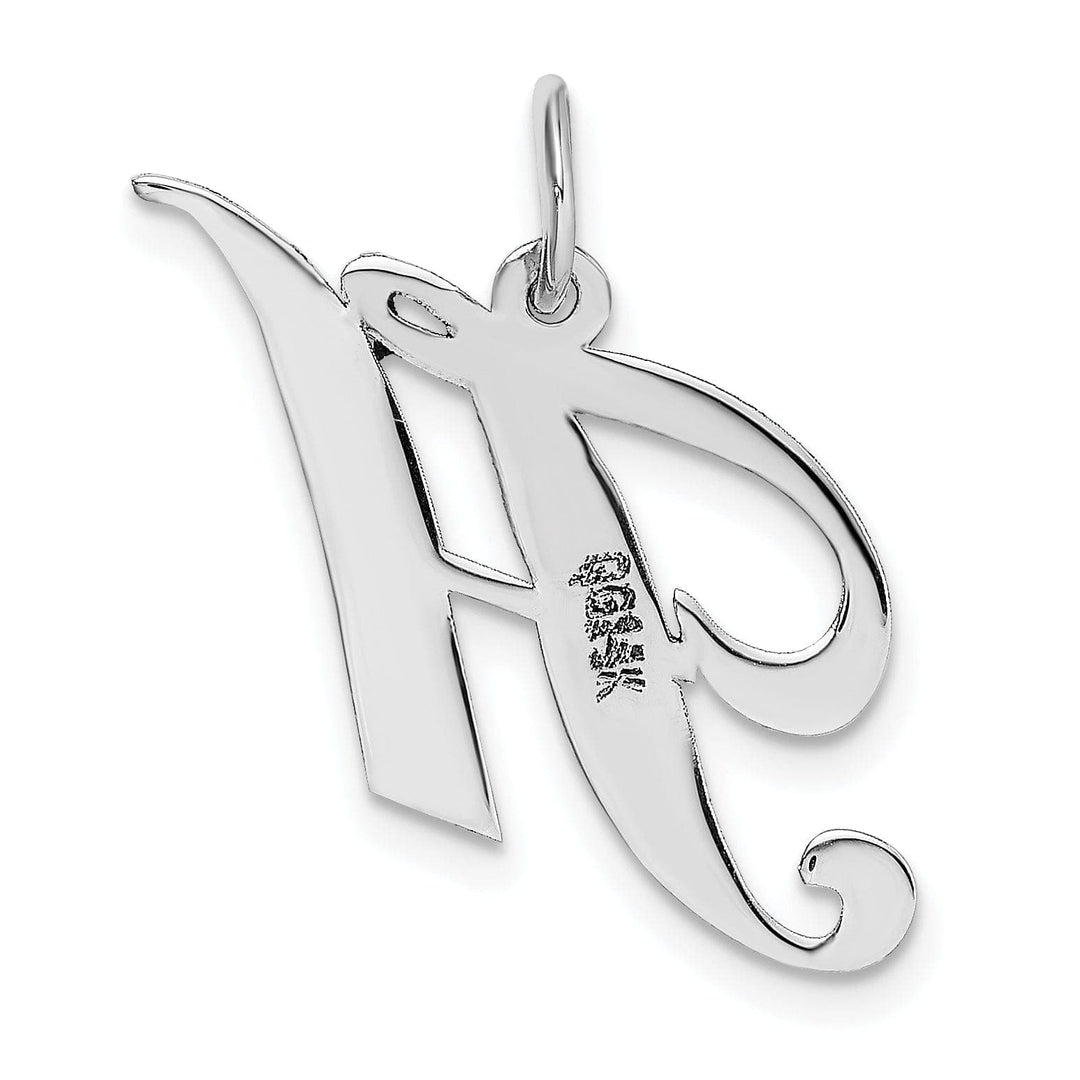 Lovely Rita's Pendants & Charms 14K White Gold Medium Size Fancy Script Design Letter H Initial Pendant