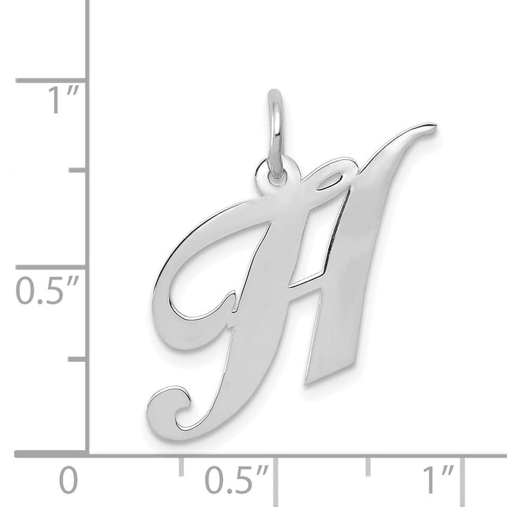 Lovely Rita's Pendants & Charms 14K White Gold Medium Size Fancy Script Design Letter H Initial Pendant