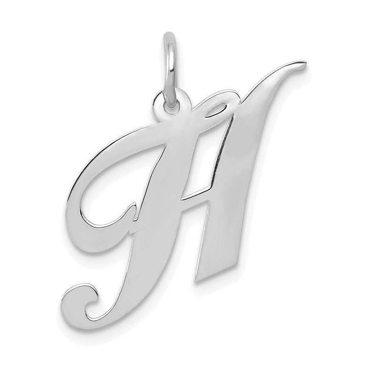 Lovely Rita's Pendants & Charms 14K White Gold Medium Size Fancy Script Design Letter H Initial Pendant