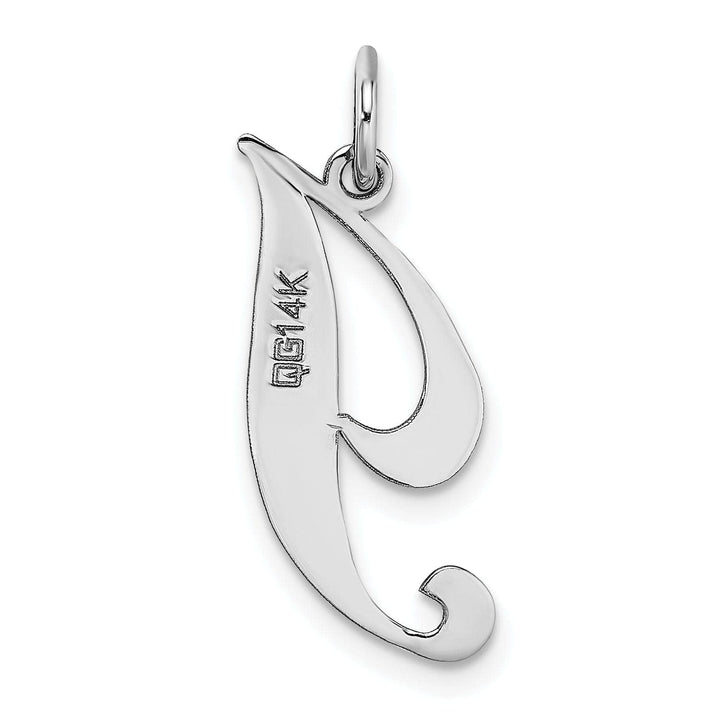 Lovely Rita's Pendants & Charms 14K White Gold Medium Size Fancy Script Design Letter I Initial Pendant