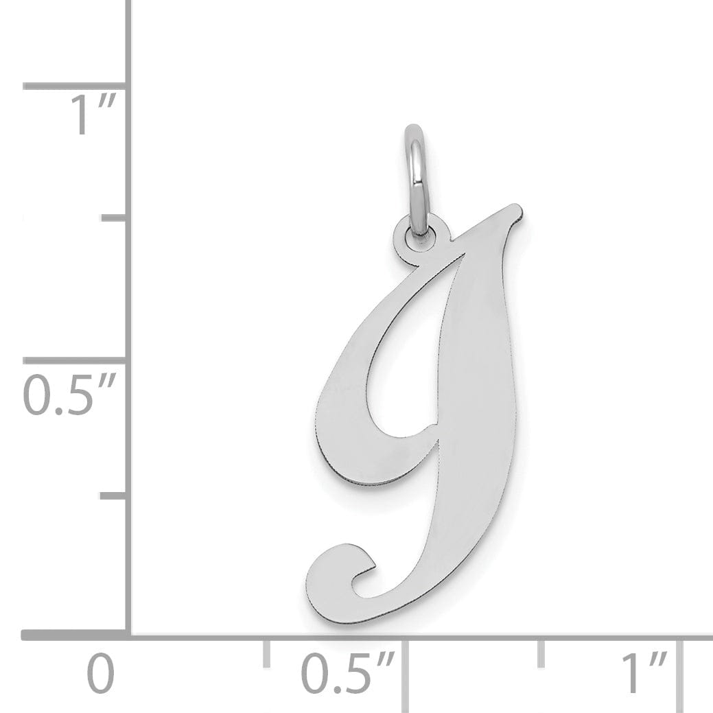Lovely Rita's Pendants & Charms 14K White Gold Medium Size Fancy Script Design Letter I Initial Pendant