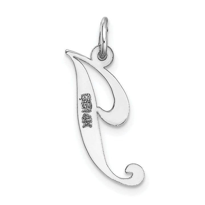 Lovely Rita's Pendants & Charms 14K White Gold Medium Size Fancy Script Design Letter J Initial Pendant