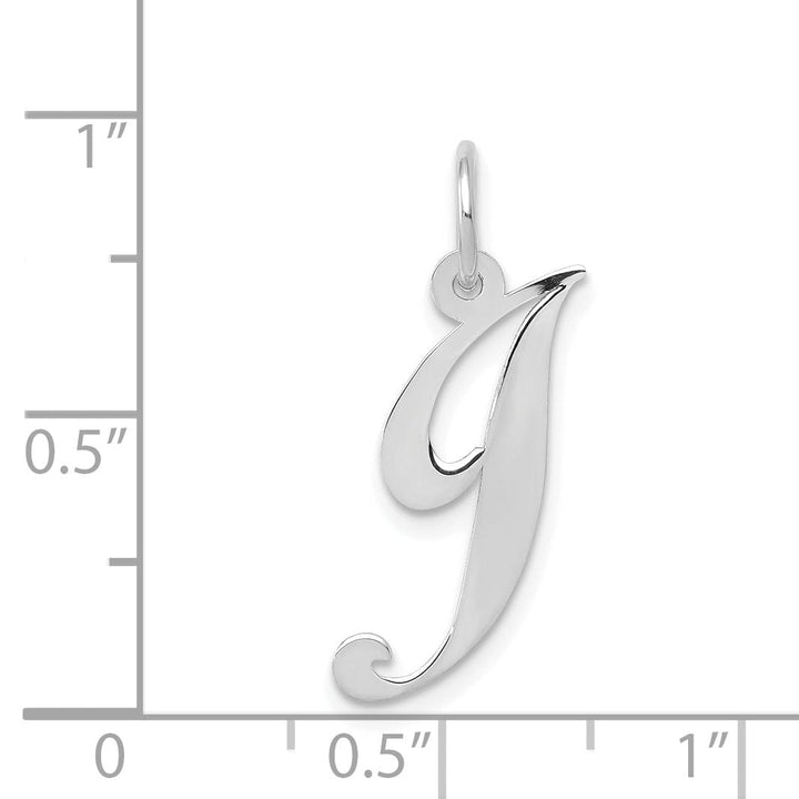 Lovely Rita's Pendants & Charms 14K White Gold Medium Size Fancy Script Design Letter J Initial Pendant