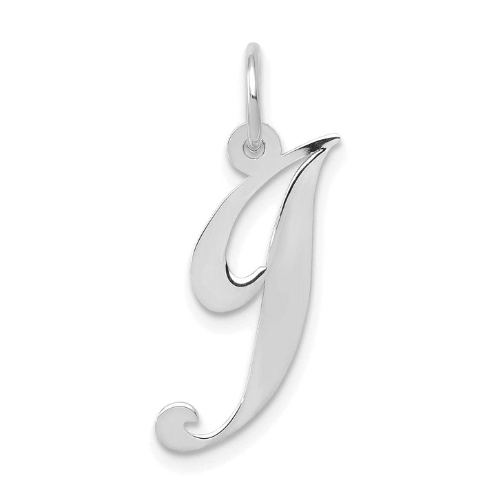 Lovely Rita's Pendants & Charms 14K White Gold Medium Size Fancy Script Design Letter J Initial Pendant
