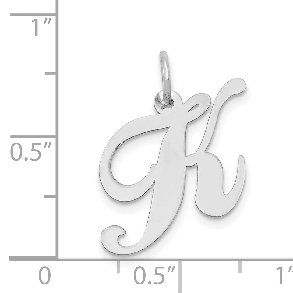 Lovely Rita's Pendants & Charms 14K White Gold Medium Size Fancy Script Design Letter K Initial Pendant