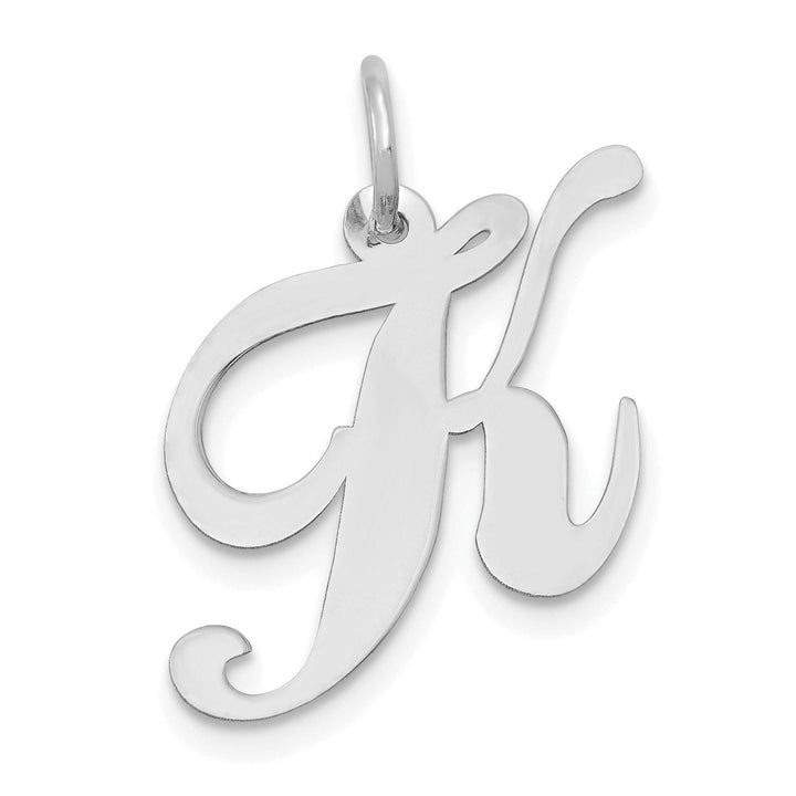 Lovely Rita's Pendants & Charms 14K White Gold Medium Size Fancy Script Design Letter K Initial Pendant