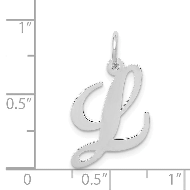 Lovely Rita's Pendants & Charms 14K White Gold Medium Size Fancy Script Design Letter L Initial Pendant