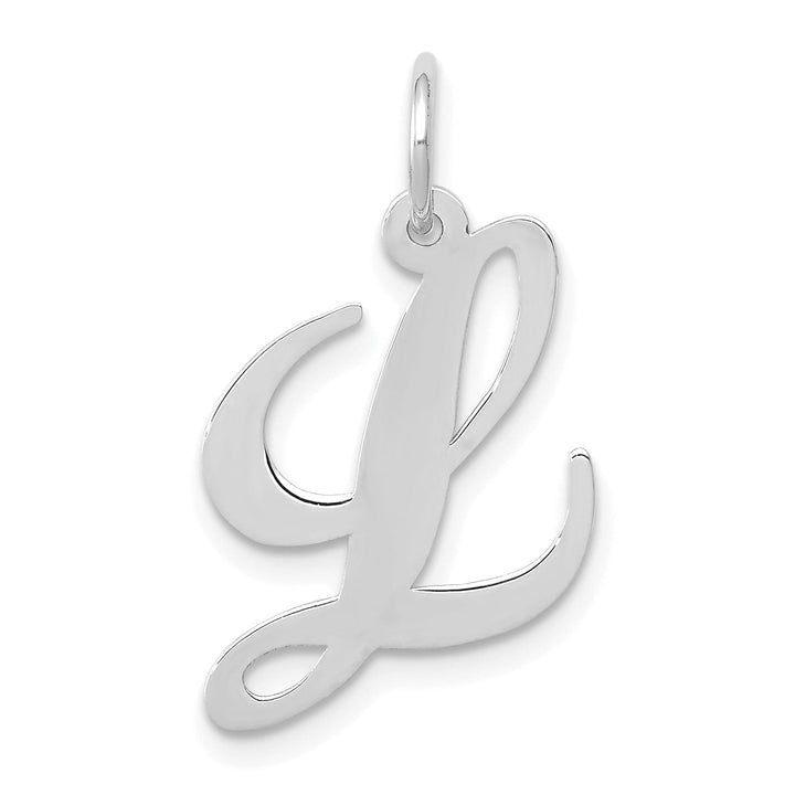 Lovely Rita's Pendants & Charms 14K White Gold Medium Size Fancy Script Design Letter L Initial Pendant