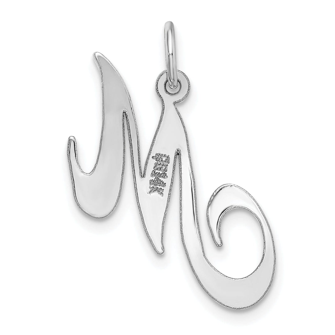 Lovely Rita's Pendants & Charms 14K White Gold Medium Size Fancy Script Design Letter M Initial Pendant