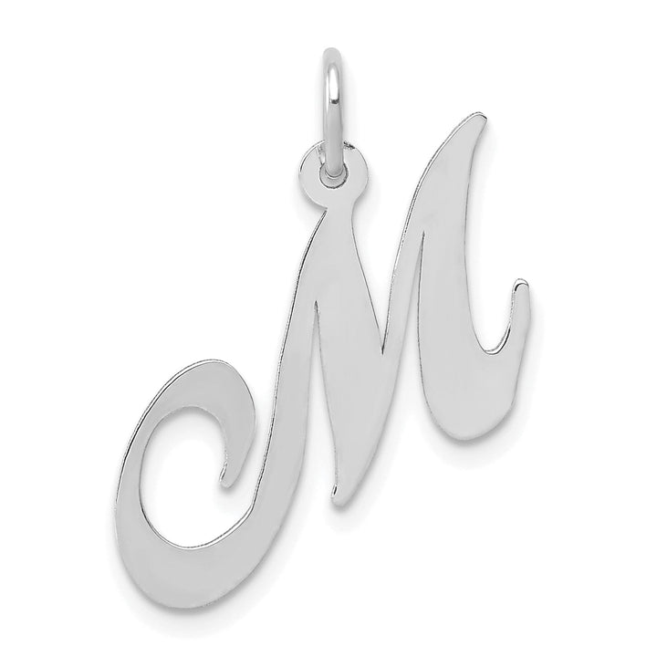 Lovely Rita's Pendants & Charms 14K White Gold Medium Size Fancy Script Design Letter M Initial Pendant