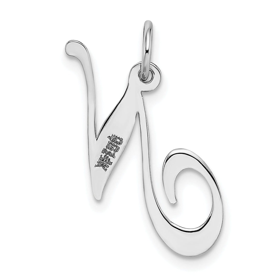 Lovely Rita's Pendants & Charms 14K White Gold Medium Size Fancy Script Design Letter N Initial Pendant