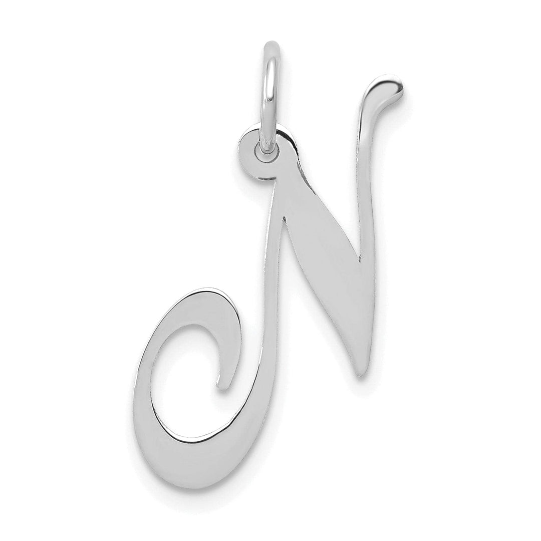 Lovely Rita's Pendants & Charms 14K White Gold Medium Size Fancy Script Design Letter N Initial Pendant