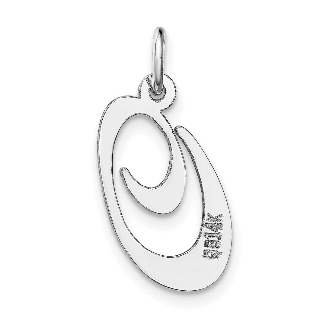 Lovely Rita's Pendants & Charms 14K White Gold Medium Size Fancy Script Design Letter O Initial Pendant