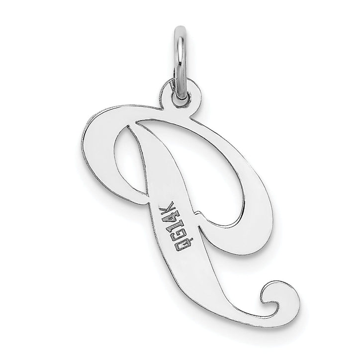 Lovely Rita's Pendants & Charms 14K White Gold Medium Size Fancy Script Design Letter P Initial Pendant