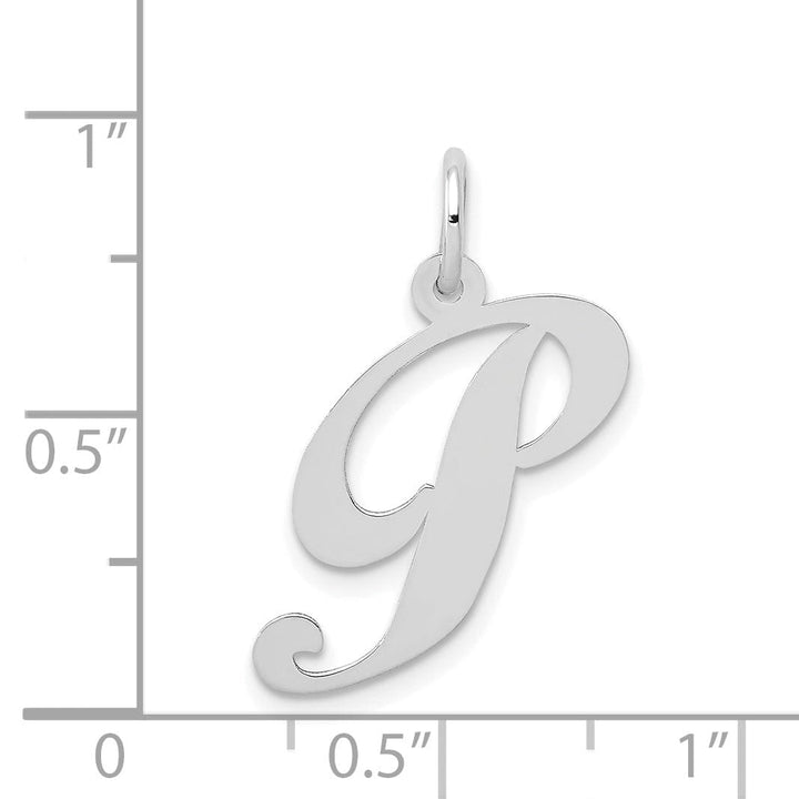 Lovely Rita's Pendants & Charms 14K White Gold Medium Size Fancy Script Design Letter P Initial Pendant