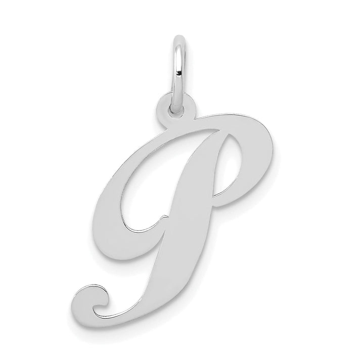 Lovely Rita's Pendants & Charms 14K White Gold Medium Size Fancy Script Design Letter P Initial Pendant