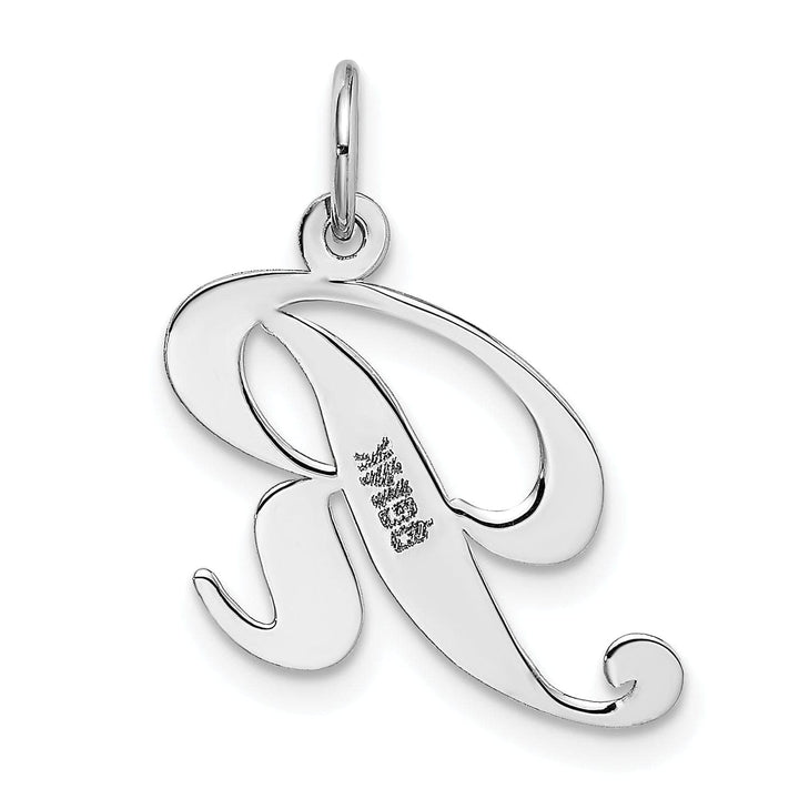 Lovely Rita's Pendants & Charms 14K White Gold Medium Size Fancy Script Design Letter R Initial Pendant