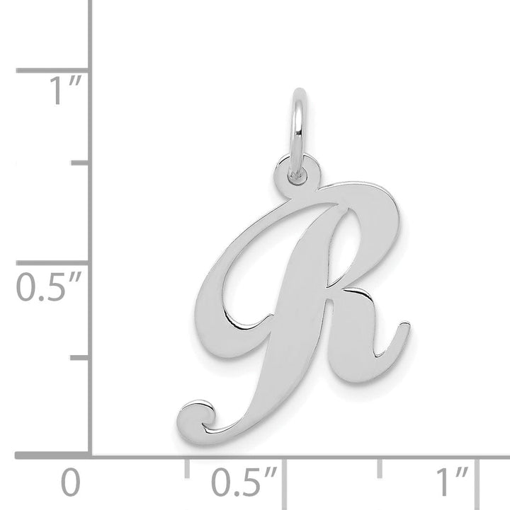 Lovely Rita's Pendants & Charms 14K White Gold Medium Size Fancy Script Design Letter R Initial Pendant