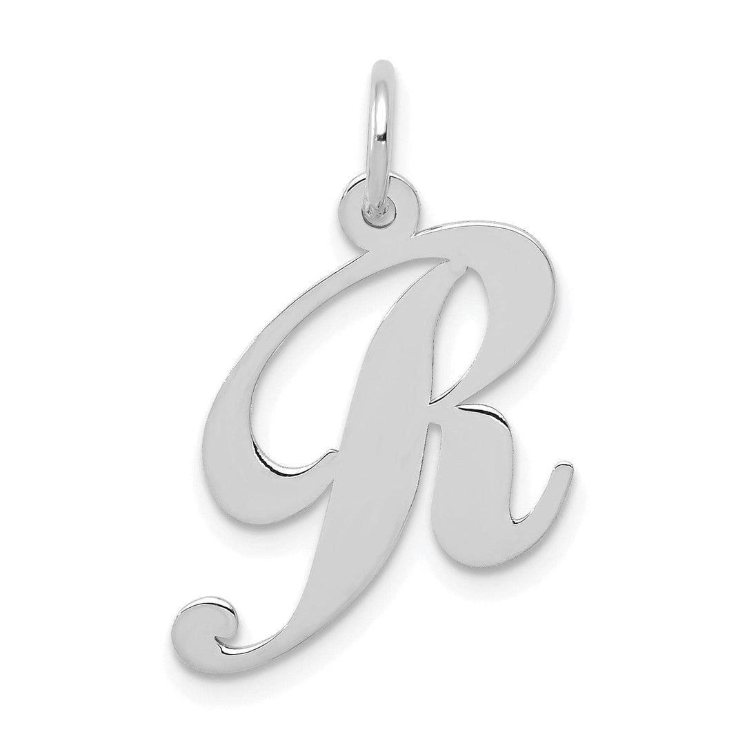 Lovely Rita's Pendants & Charms 14K White Gold Medium Size Fancy Script Design Letter R Initial Pendant