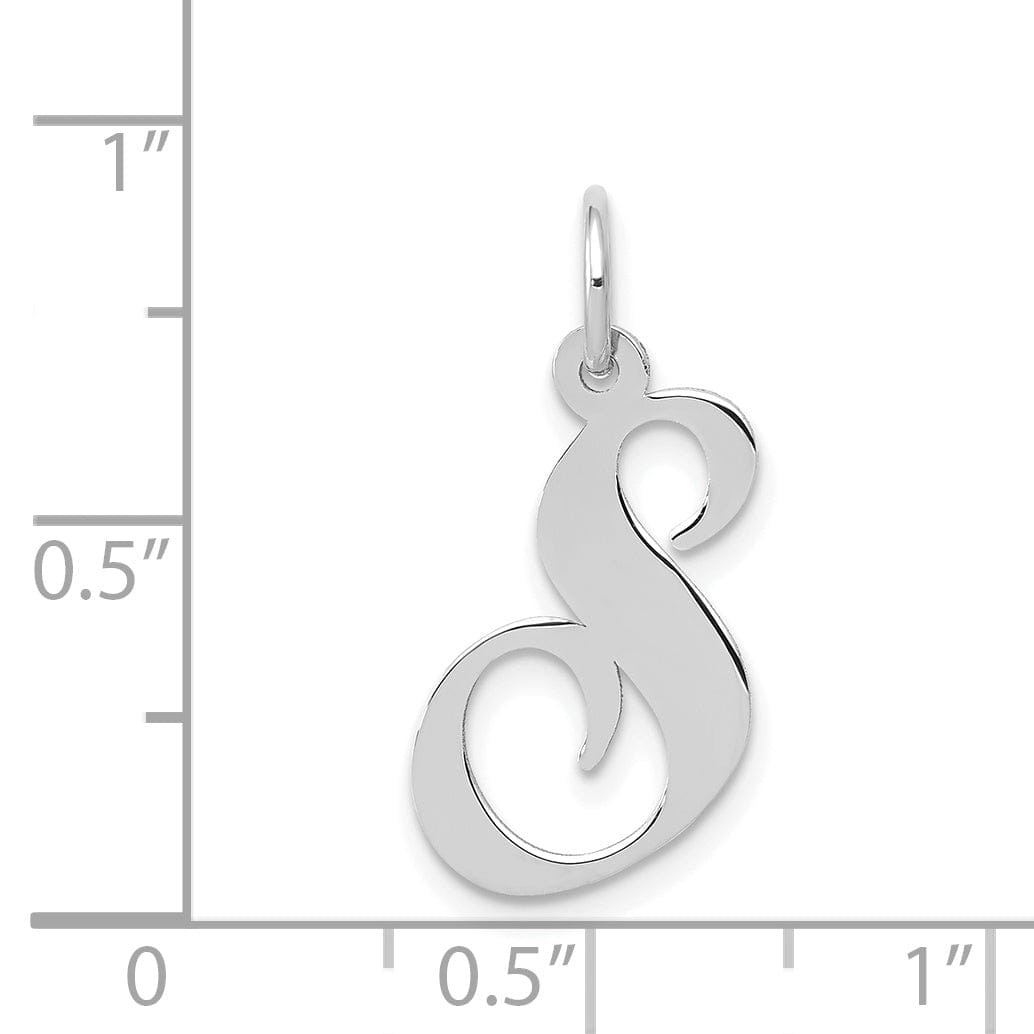 Lovely Rita's Pendants & Charms 14K White Gold Medium Size Fancy Script Design Letter S Initial Pendant