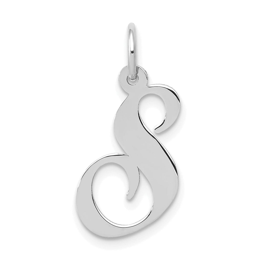 Lovely Rita's Pendants & Charms 14K White Gold Medium Size Fancy Script Design Letter S Initial Pendant