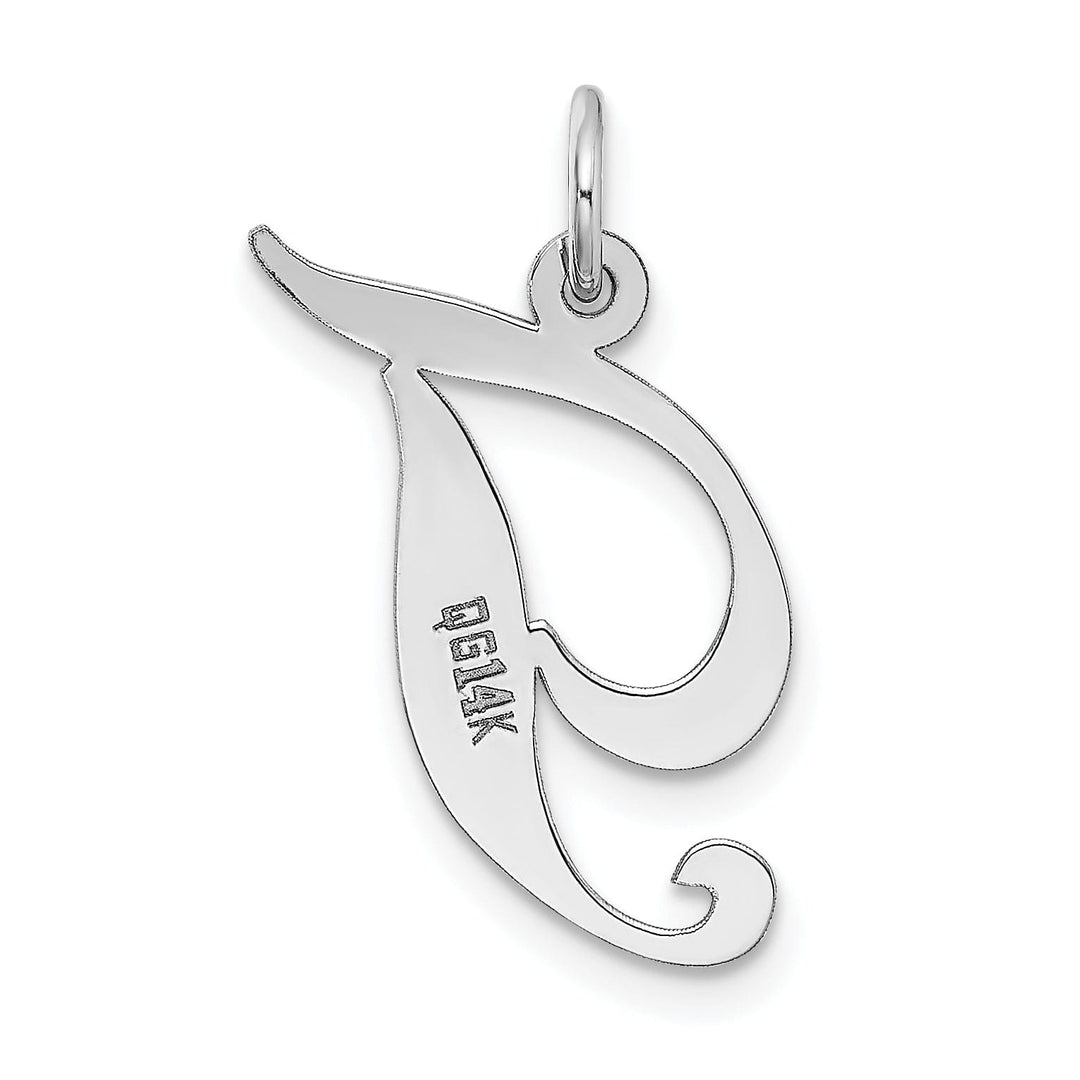 Lovely Rita's Pendants & Charms 14K White Gold Medium Size Fancy Script Design Letter T Initial Pendant
