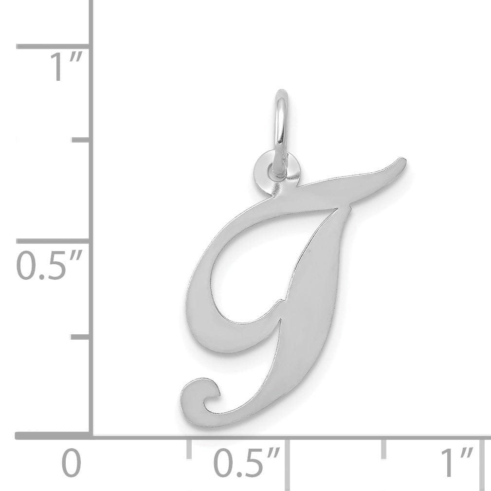 Lovely Rita's Pendants & Charms 14K White Gold Medium Size Fancy Script Design Letter T Initial Pendant