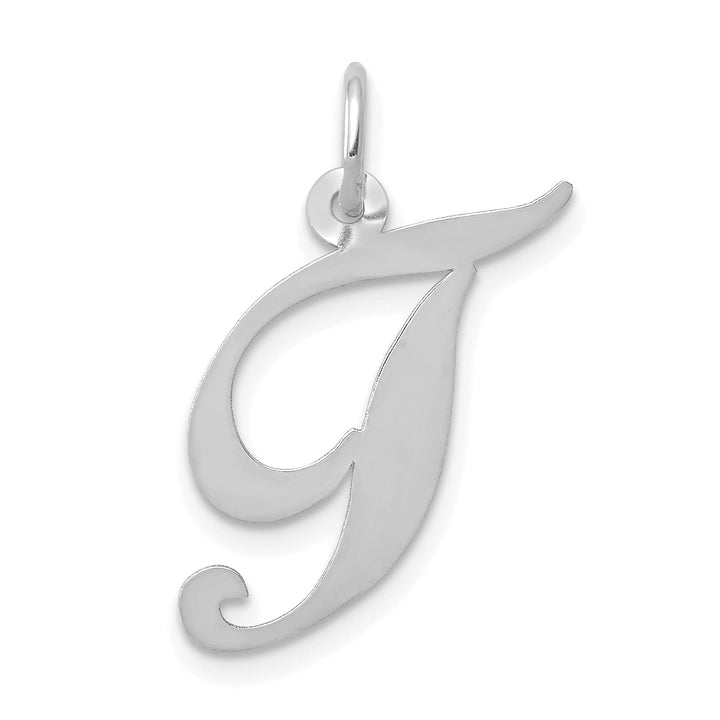 Lovely Rita's Pendants & Charms 14K White Gold Medium Size Fancy Script Design Letter T Initial Pendant