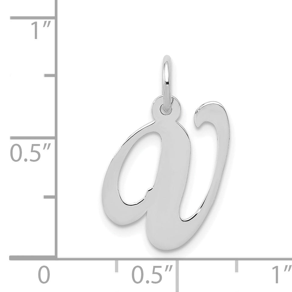 Lovely Rita's Pendants & Charms 14K White Gold Medium Size Fancy Script Design Letter V Initial Pendant