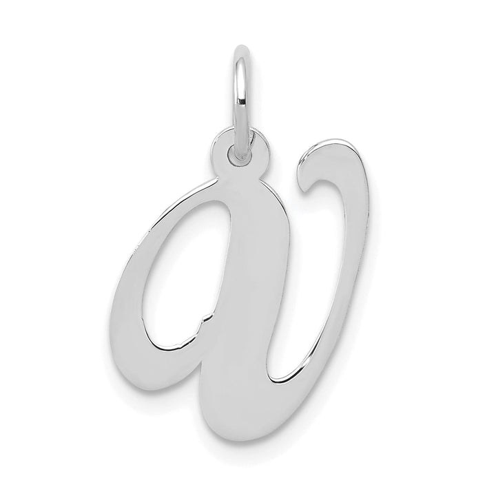 Lovely Rita's Pendants & Charms 14K White Gold Medium Size Fancy Script Design Letter V Initial Pendant