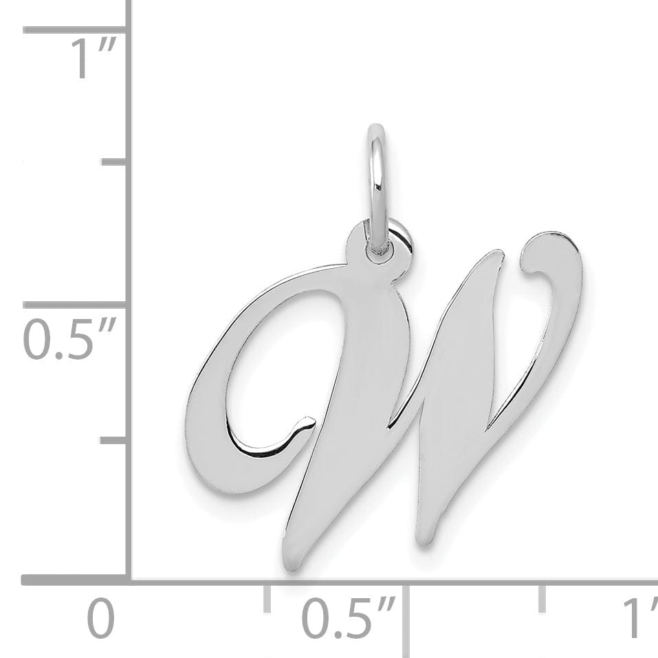 Lovely Rita's Pendants & Charms 14K White Gold Medium Size Fancy Script Design Letter W Initial Pendant
