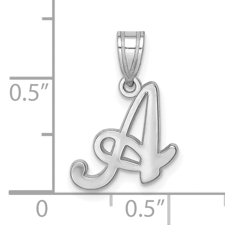 Lovely Rita's Pendants & Charms 14K White Gold Medium Size Script Design Letter A Initial Charm Pendant