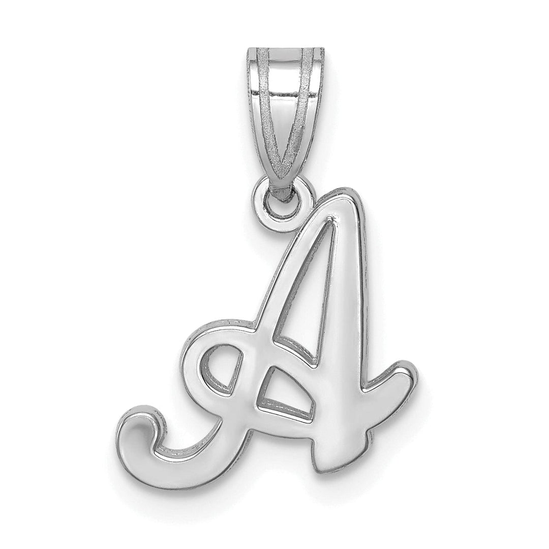 Lovely Rita's Pendants & Charms 14K White Gold Medium Size Script Design Letter A Initial Charm Pendant