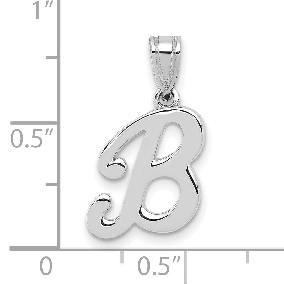 Lovely Rita's Pendants & Charms 14K White Gold Medium Size Script Design Letter B Initial  Charm Pendant