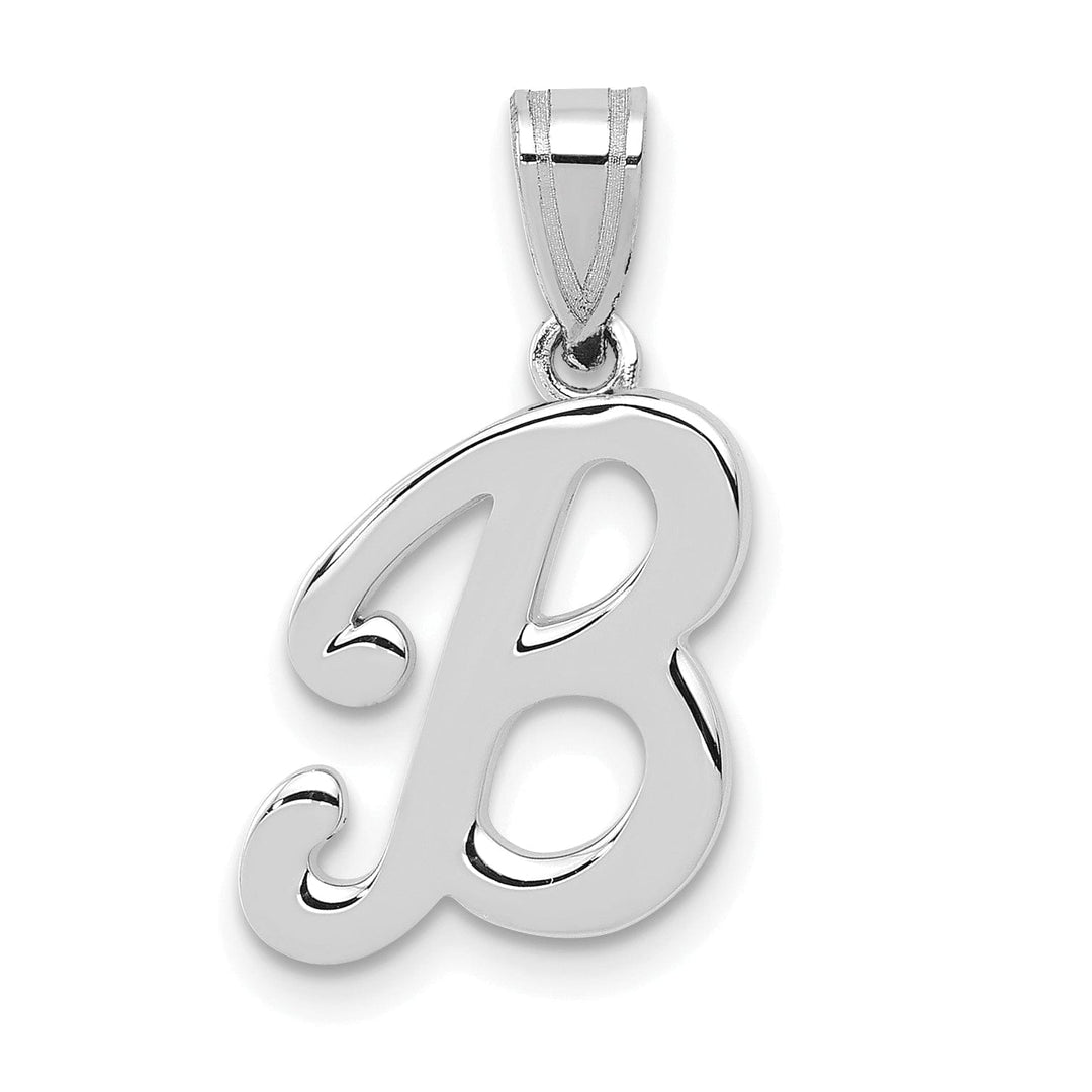 Lovely Rita's Pendants & Charms 14K White Gold Medium Size Script Design Letter B Initial  Charm Pendant