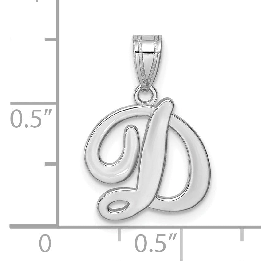 Lovely Rita's Pendants & Charms 14K White Gold Medium Size Script Design Letter D Initial  Charm Pendant