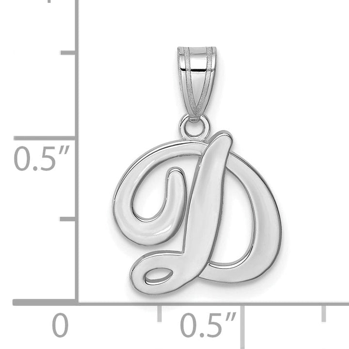 Lovely Rita's Pendants & Charms 14K White Gold Medium Size Script Design Letter D Initial  Charm Pendant