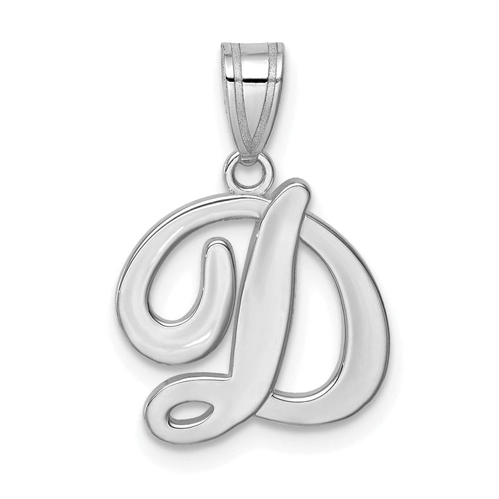 Lovely Rita's Pendants & Charms 14K White Gold Medium Size Script Design Letter D Initial  Charm Pendant